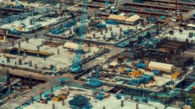 Metropolis 'te inşaat makineleri ile inşaat alanının zaman aşımı