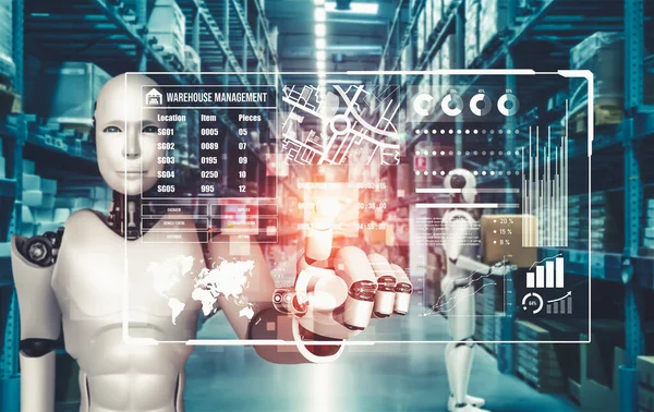 Innovative industry robot working in warehouse for human labor replacement — Stock Photo, Image