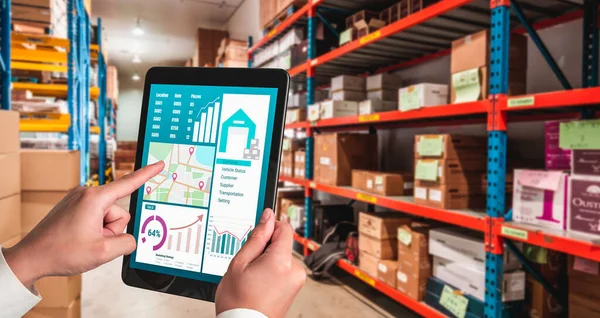 Warehouse management innovative software in computer for real time monitoring