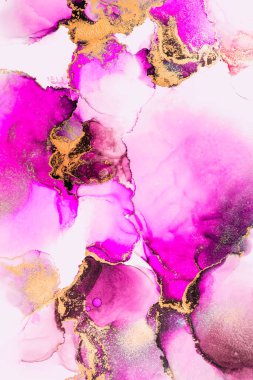 Kağıt üzerinde mermer sıvı mürekkep resminin pembe altın soyut arkaplanı .