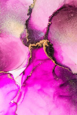 Kağıt üzerinde mermer sıvı mürekkep resminin pembe altın soyut arkaplanı .