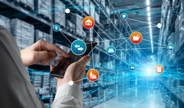 Smart warehouse management system with innovative internet of things technology — Stock Photo, Image