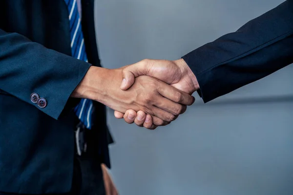 Business people handshake agreement in office.