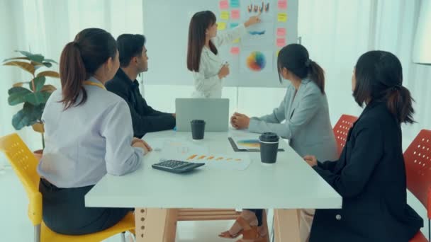 Presentazione del progetto aziendale da parte di leader di team di donne d'affari esperte — Video Stock