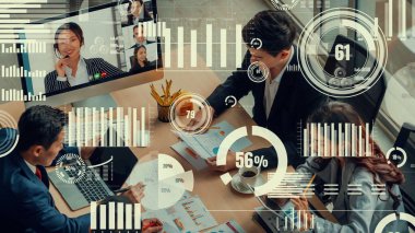 Şirket personeli toplantısındaki iş adamlarının yaratıcı görüntüsü