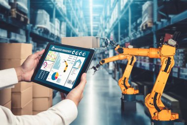 Yenilikçi depo ve fabrika dijital teknolojisi için akıllı robot kol sistemleri
