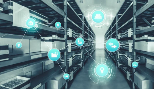 Smart warehouse management system with innovative internet of things technology — Stock Photo, Image