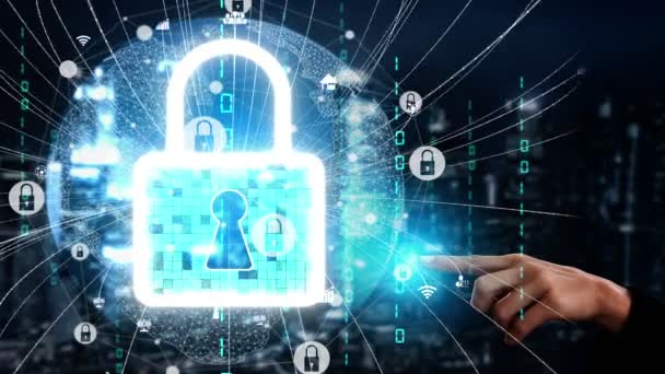 Cyber Security og Digital Databeskyttelse begrebsmæssige – Stock-video