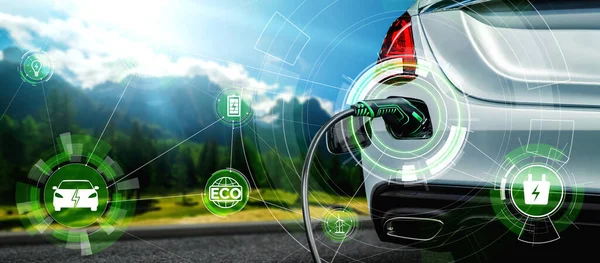 Elektro-Ladestation für Elektroautos im Konzept der alternativen grünen Energie Stockfoto