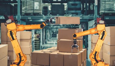 Yenilikçi depo ve fabrika dijital teknolojisi için akıllı robot kol sistemi