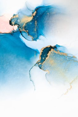 Kağıt üzerinde mermer sıvı mürekkep resminin lüks mavi soyut arkaplanı .