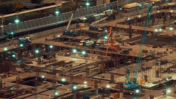 Intervalle de temps du chantier avec des machines de construction lourdes dans la métropole — Video