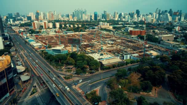 Time lapse cityscape και εργοτάξιο στην μητρόπολη πανοραμική θέα — Αρχείο Βίντεο