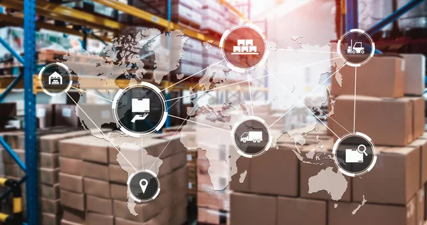 Smart warehouse management systeem met innovatief internet van dingen technologie — Stockfoto