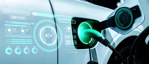 EV estación de carga para coche eléctrico en concepto de energía verde alternativa — Foto de Stock