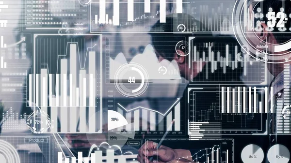 Conceptueel business dashboard voor de analyse van financiële gegevens — Stockfoto