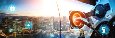 Alternatif yeşil enerji kavramında elektrikli araba şarj istasyonu