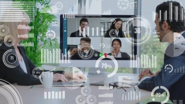 Şirket personeli toplantısındaki iş adamlarının yaratıcı görüntüsü