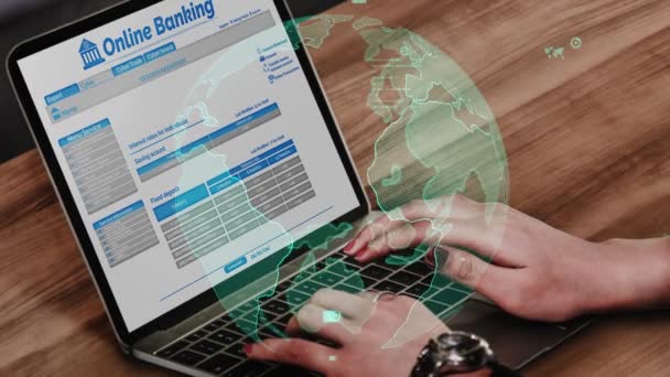 Интернет-банкинг для технологии цифровых денег — стоковое видео