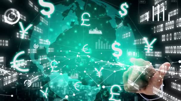Wisselkantoor Global Foreign Money Finance Conceptueel — Stockvideo
