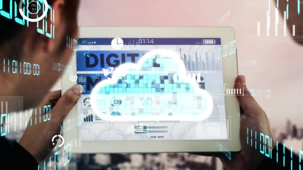 Gelecekteki yenilikler için kavramsal bulut hesaplama ve veri depolama teknolojisi — Stok video