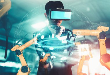 Mekanize endüstri robot kol kontrolü için VR teknolojisi