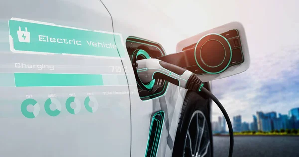 EV estación de carga para coche eléctrico en concepto de energía verde alternativa —  Fotos de Stock