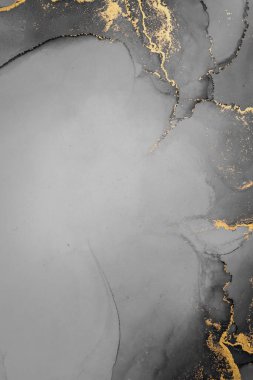 Kağıt üzerinde mermer sıvı mürekkep resminin koyu altın soyut arkaplanı .