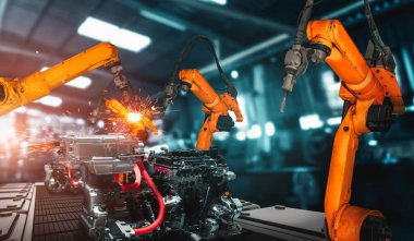 Fabrika üretim hattında montaj için mekanize endüstri robot kolu