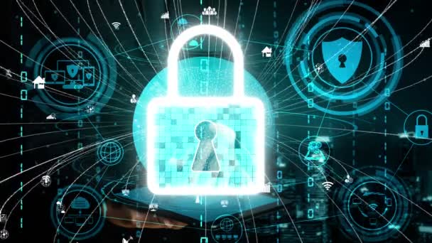 Cyber security encryption technology to protect data privacy concept — Stock video