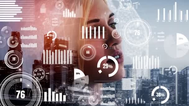 Conceptueel business dashboard voor de analyse van financiële gegevens — Stockvideo