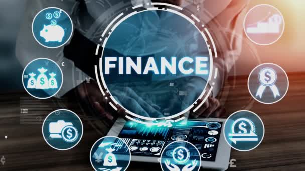 Finanzas y Tecnología de Transacción de Dinero conceptual — Vídeos de Stock