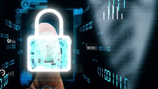 Cyber security encryptie technologie om de privacy van gegevens conceptueel te beschermen — Stockvideo