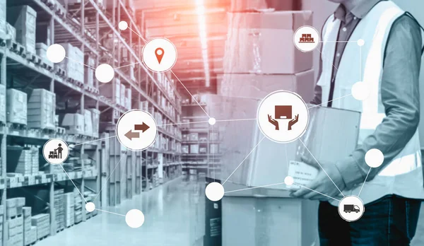 Smart warehouse management systeem met innovatief internet van dingen technologie — Stockfoto