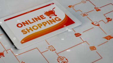 Çevrimiçi alışveriş ve internet para teknolojisi kavramsal