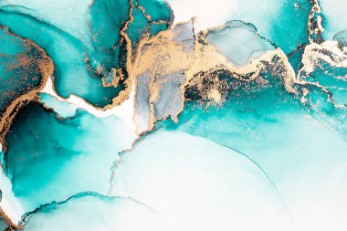 Kağıt üzerinde mermer sıvı mürekkep resminin okyanus mavisi soyut arkaplanı .