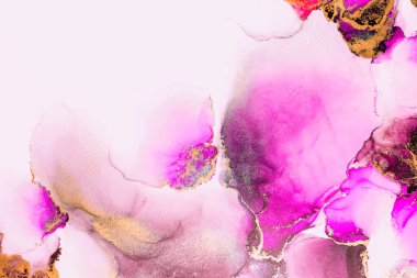 Kağıt üzerinde mermer sıvı mürekkep resminin pembe altın soyut arkaplanı .