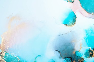 Kağıt üzerinde mermer sıvı mürekkep resminin lüks mavi soyut arkaplanı .