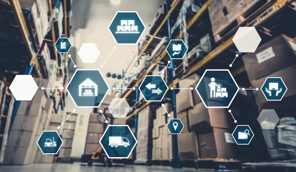 Smart Warehouse Management System mit innovativer Internet der Dinge-Technologie — Stockfoto