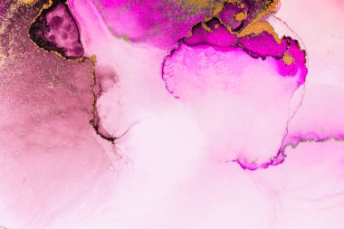 Kağıt üzerinde mermer sıvı mürekkep resminin pembe altın soyut arkaplanı .