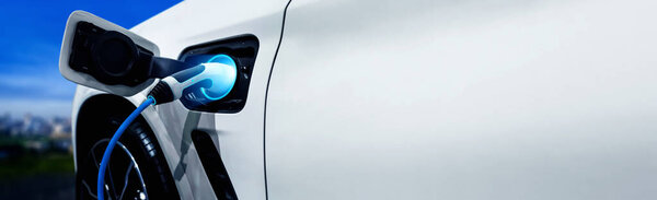 EV зарядная станция для электромобиля в концепции зеленой энергии и экологической энергии