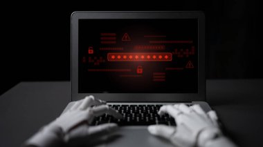AI-generated password warning alert showing critical cybersecurity threat, password vulnerability, system risk, and data access breach visualization Latch