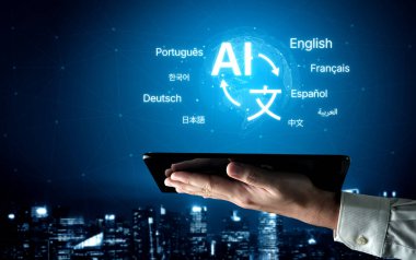 Birden fazla dille küresel iletişim, dijital çeviri araçları, çok dilli teknoloji, kültürler arası iletişim ve sanal dil öğrenme ortamları. Eğri