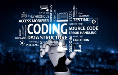 Explore the intersection of technology and programming in this futuristic image featuring a robotic hand and prominent coding concepts set against a modern backdrop. Tessel