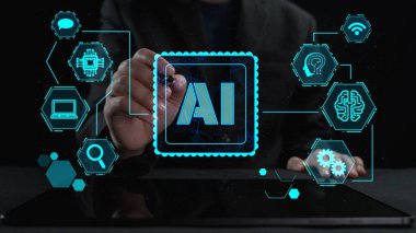 Explore a captivating representation of artificial intelligence technologies and concepts, set against a dark background, highlighting innovation and digital design. Cipher