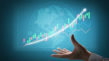 A conceptual image depicting business growth through upward trending graphs, illustrating analytics and strategic planning in a digital environment. Impute