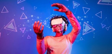 A young person immersed in a virtual reality experience, showcasing the intersection of cloud data management and generative AI technologies for innovative user interactions. XDMCP