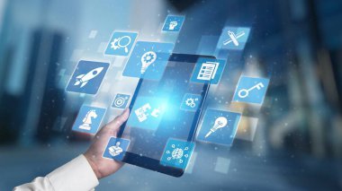 Innovation icons show creativity, teamwork, and project development. Innovation helps organizations design solutions, build strategy, and grow with new business opportunities. Gist