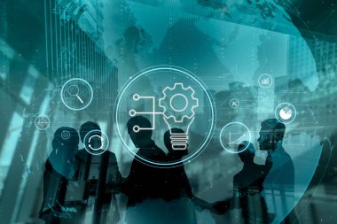 Business innovation and research for process automation. A concept of developing new ideas and technology for strategic growth and market analysis. Motif