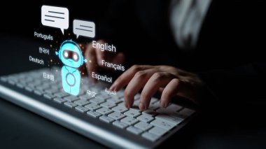 Birden fazla dille küresel iletişim, dijital çeviri araçları, çok dilli teknoloji, kültürler arası iletişim ve sanal dil öğrenme ortamları. Eğri